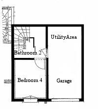 Lower Floor layout with Bedroom and Garage with Utility Area